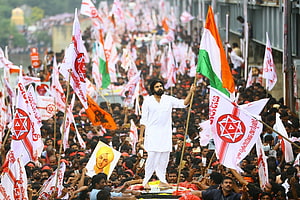 JanaSena Party Rally With Indian Flag And White Kurta Leader On Platform HD wallpaper