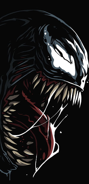 Venom Symbiote Portrait with Sharp Teeth and Dark Minimalist Style HD phone wallpaper
