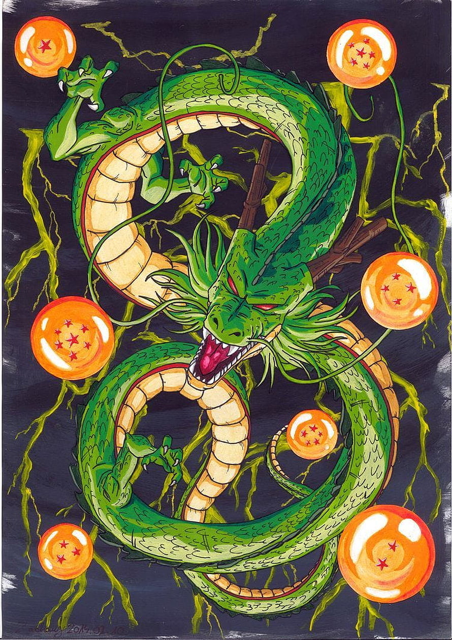 Shenron Dragon Ball Z Green Dragon Artwork HD phone wallpaper