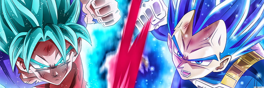 Dragon Ball Super Goku and Vegeta Super Saiyan Blue Face-Off HD wallpaper