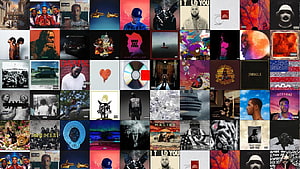 Grid of Hip Hop and Rap Album Covers Featuring Kendrick Lamar and Mac Miller HD wallpaper