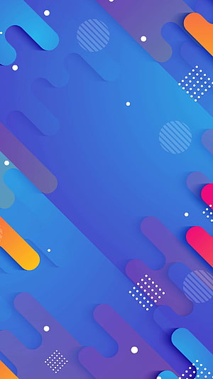 Abstract Blue Geometric Wallpaper With Colorful Shapes And Dots HD phone wallpaper