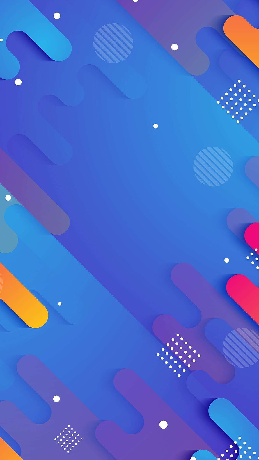 Abstract Blue Geometric Wallpaper With Colorful Shapes And Dots HD phone wallpaper