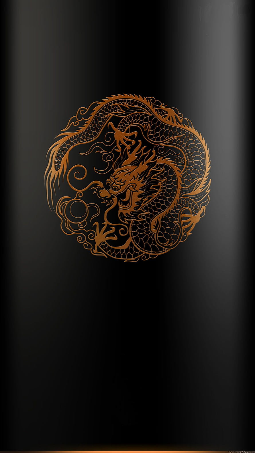 Golden Chinese Dragon Illustration on Black Background HD phone wallpaper