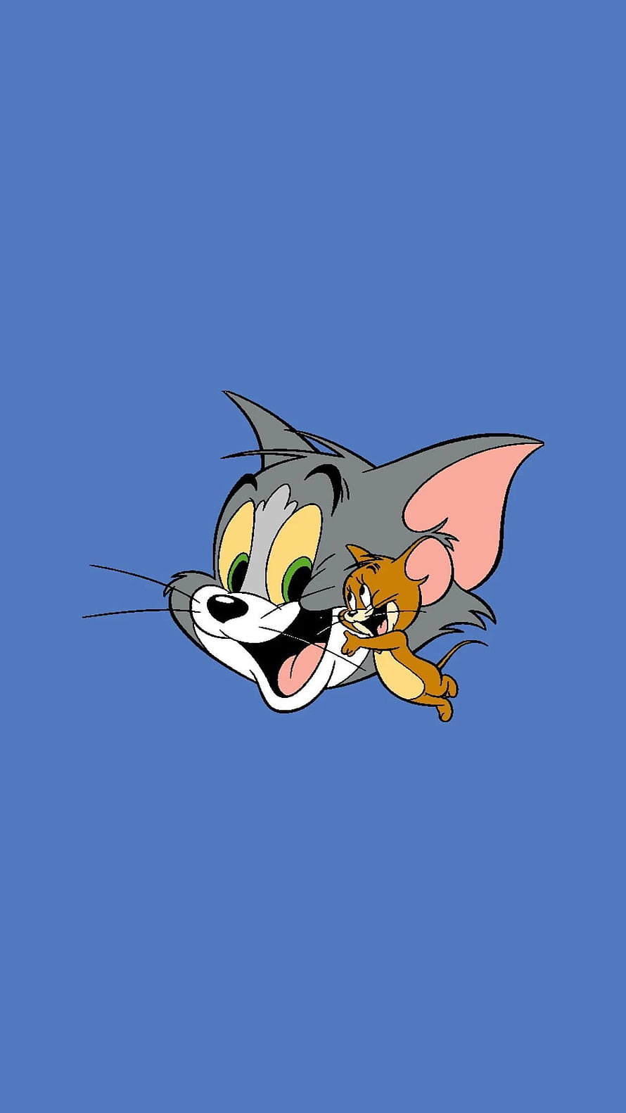 Tom and Jerry Classic Cartoon Characters Playful Interaction on Blue Background HD phone wallpaper