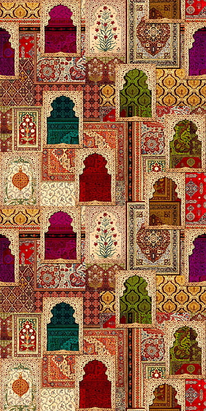 Colorful Islamic Archway Pattern Wallpaper With Intricate Floral And Geometric Motifs HD phone wallpaper
