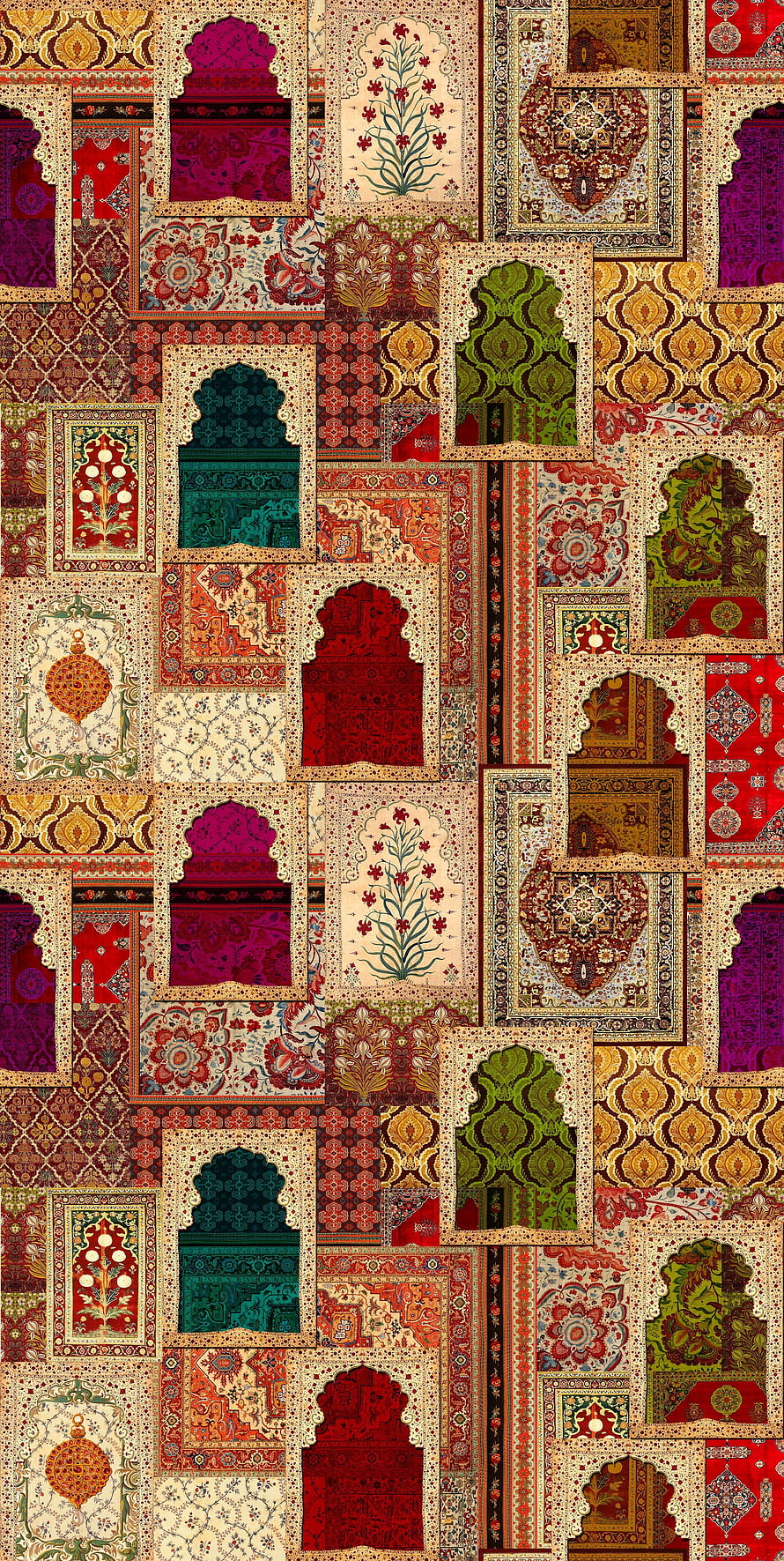Colorful Islamic Archway Pattern Wallpaper With Intricate Floral And Geometric Motifs HD phone wallpaper
