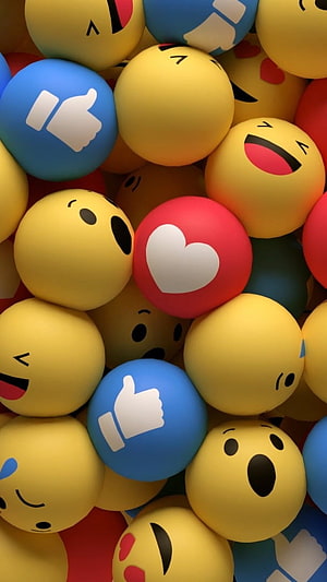 Colorful 3D Emoji Balls With Social Media Icons And Expressions HD phone wallpaper