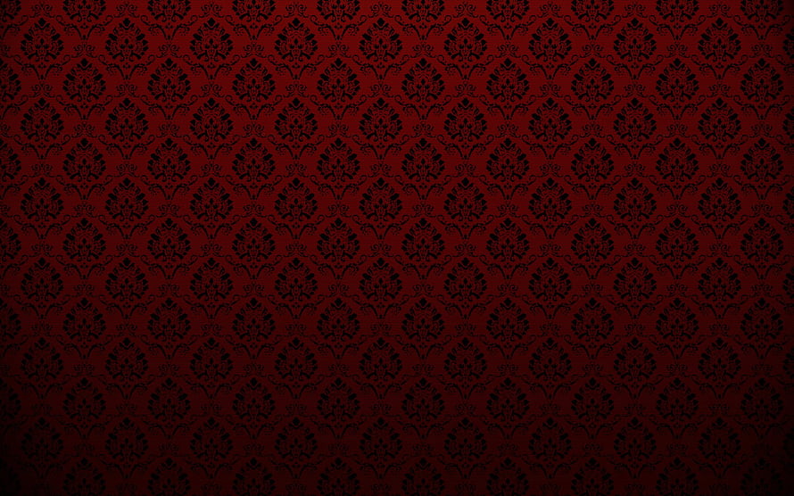 Dark Maroon Damask Pattern with Black Ornamental Floral Motifs and Vintage Texture HD wallpaper