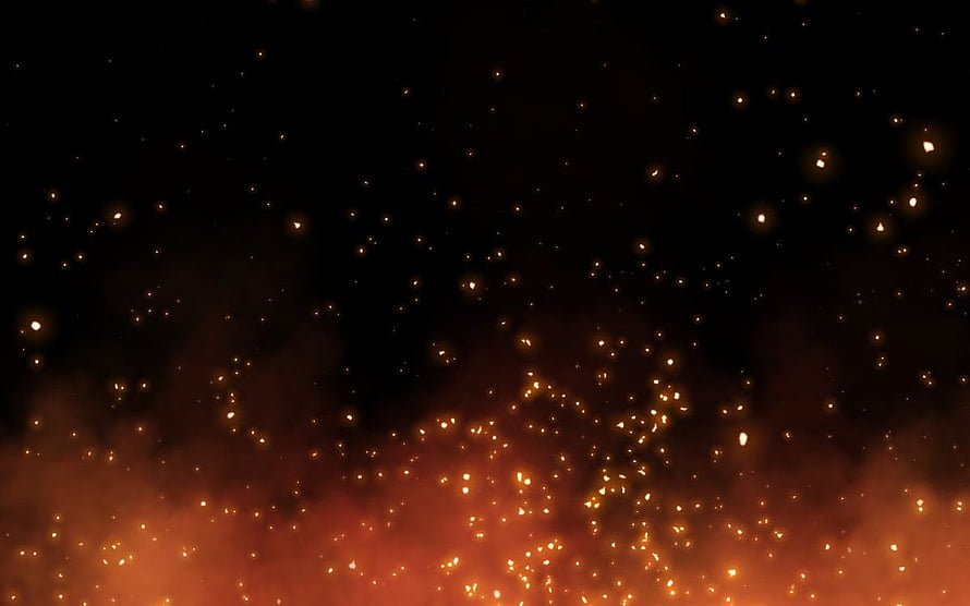 Glowing Orange Embers and Smoke Rising Against a Dark Night Sky HD wallpaper
