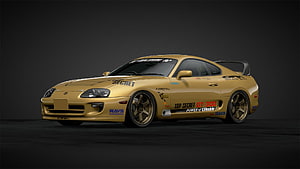 Gold Toyota Supra GT-300 Top Secret Racing Livery Studio Render HD wallpaper
