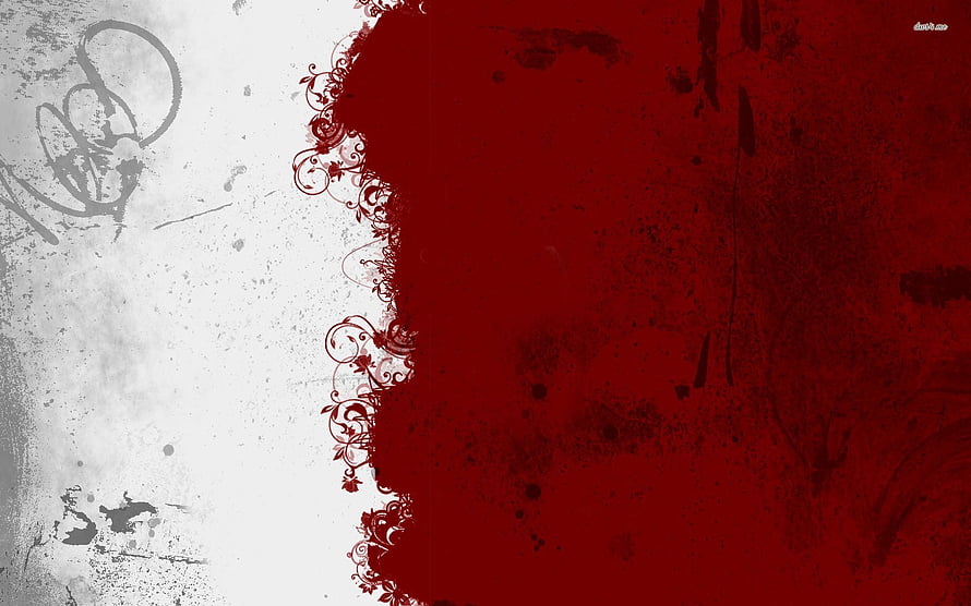 Gothic Red and White Grunge Background with Floral Vine Border HD wallpaper