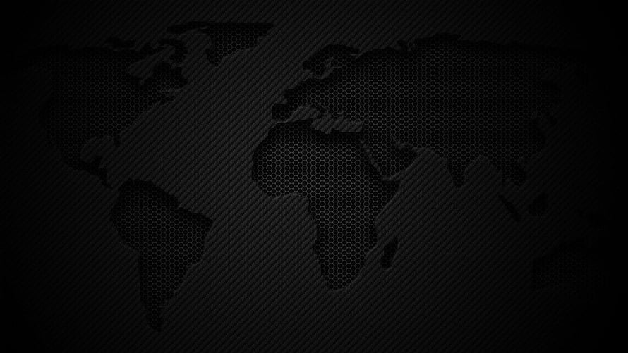 Dark Hexagonal World Map Pattern on Black Background HD wallpaper