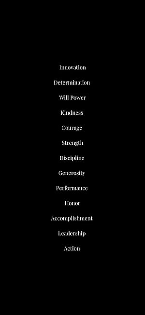 Minimalist Black Background with White Text List of Core Values and Virtues HD phone wallpaper
