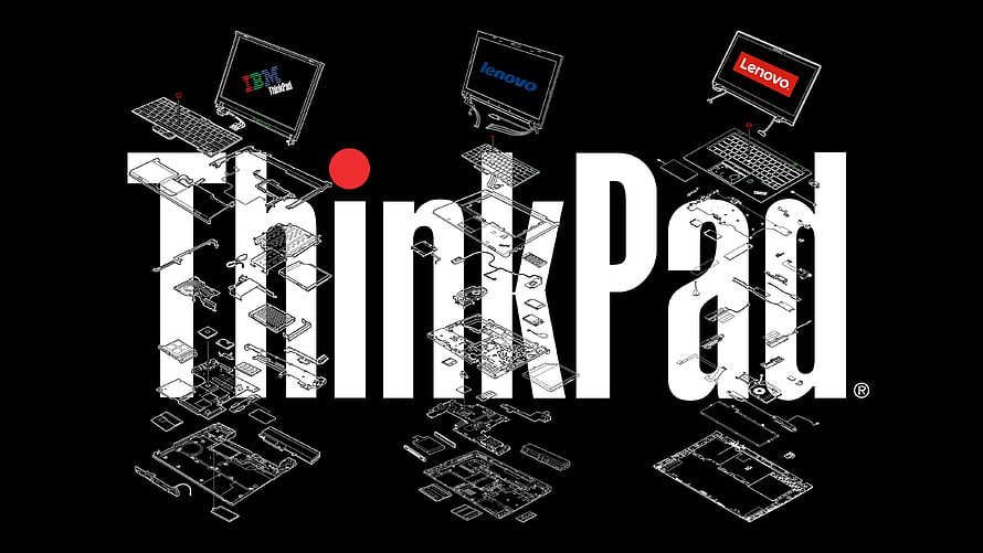 Lenovo ThinkPad Exploded View Graphic with IBM and Lenovo Laptop Evolution HD wallpaper