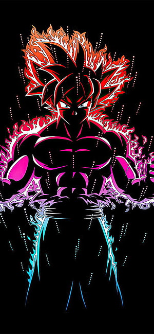 Dragon Ball Z Goku Ultra Instinct Silhouette with Neon Energy Aura HD phone wallpaper
