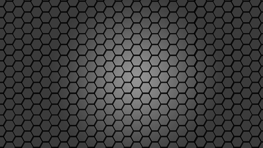 Dark Geometric Honeycomb Pattern with Central Radial Gradient HD wallpaper