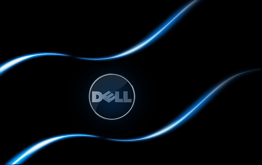 Dell Logo with Glowing Blue Light Trails on Black Background HD wallpaper