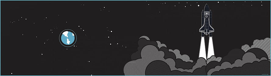 Minimalist Space Shuttle Launch Illustration with Earth and Starry Night Sky HD wallpaper