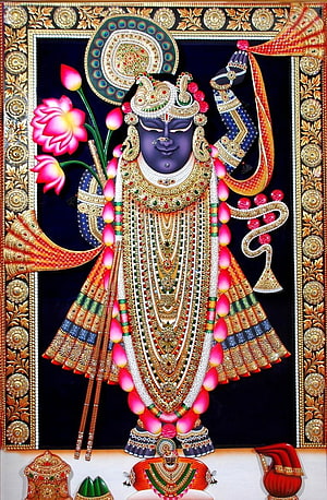 Lord Krishna with Peacock Feather Crown and Flute HD phone wallpaper