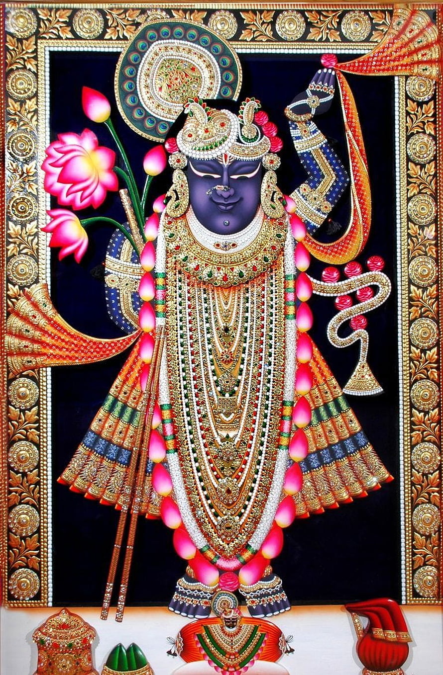 Lord Krishna with Peacock Feather Crown and Flute HD phone wallpaper