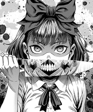 Monochrome Manga Girl With Knife And Grinning Mask HD phone wallpaper