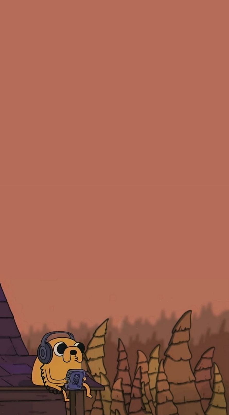 Jake the Dog from Adventure Time Listening to Music on a Rooftop at Sunset HD phone wallpaper