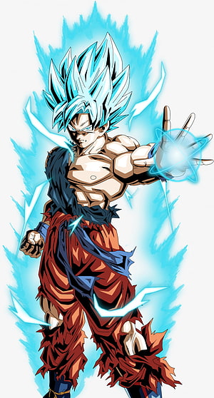 Goku Super Saiyan Blue Anime Character Artwork with Energy Aura HD phone wallpaper