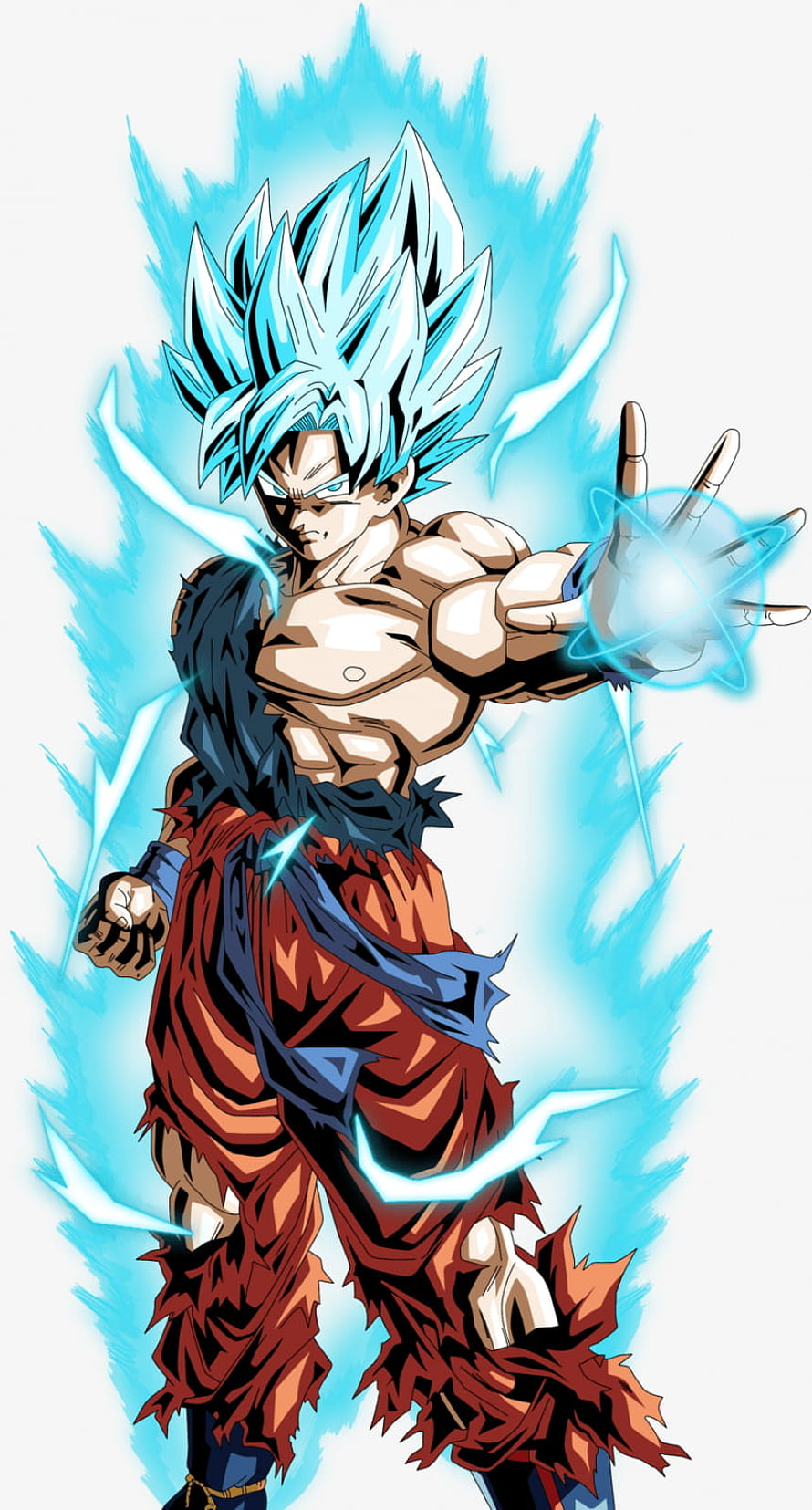 Goku Super Saiyan Blue Anime Character Artwork with Energy Aura HD phone wallpaper