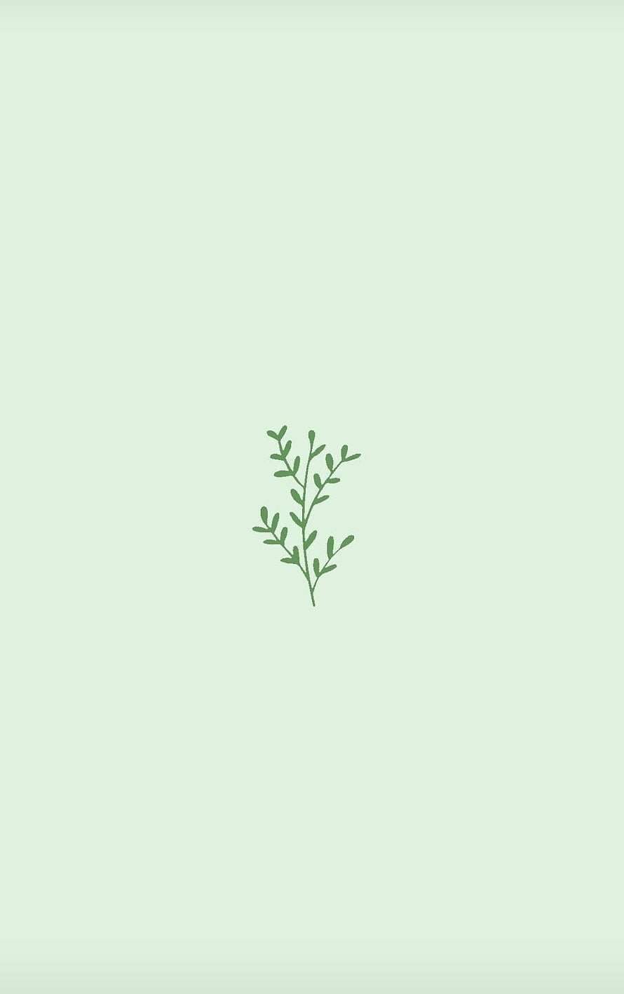Minimalist Green Leaf Illustration on Pale Mint Background HD phone wallpaper