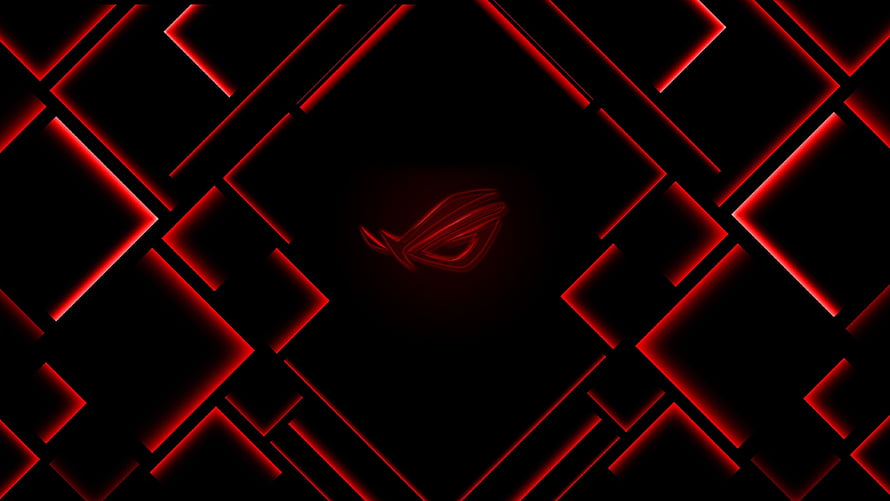Asus ROG Republic of Gamers Red Geometric Pattern with Glowing Diagonal Lines on Black Background HD wallpaper