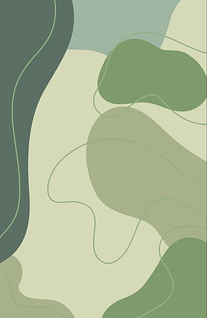 Abstract Green Organic Shapes and Wavy Lines Minimalist Wallpaper HD phone wallpaper
