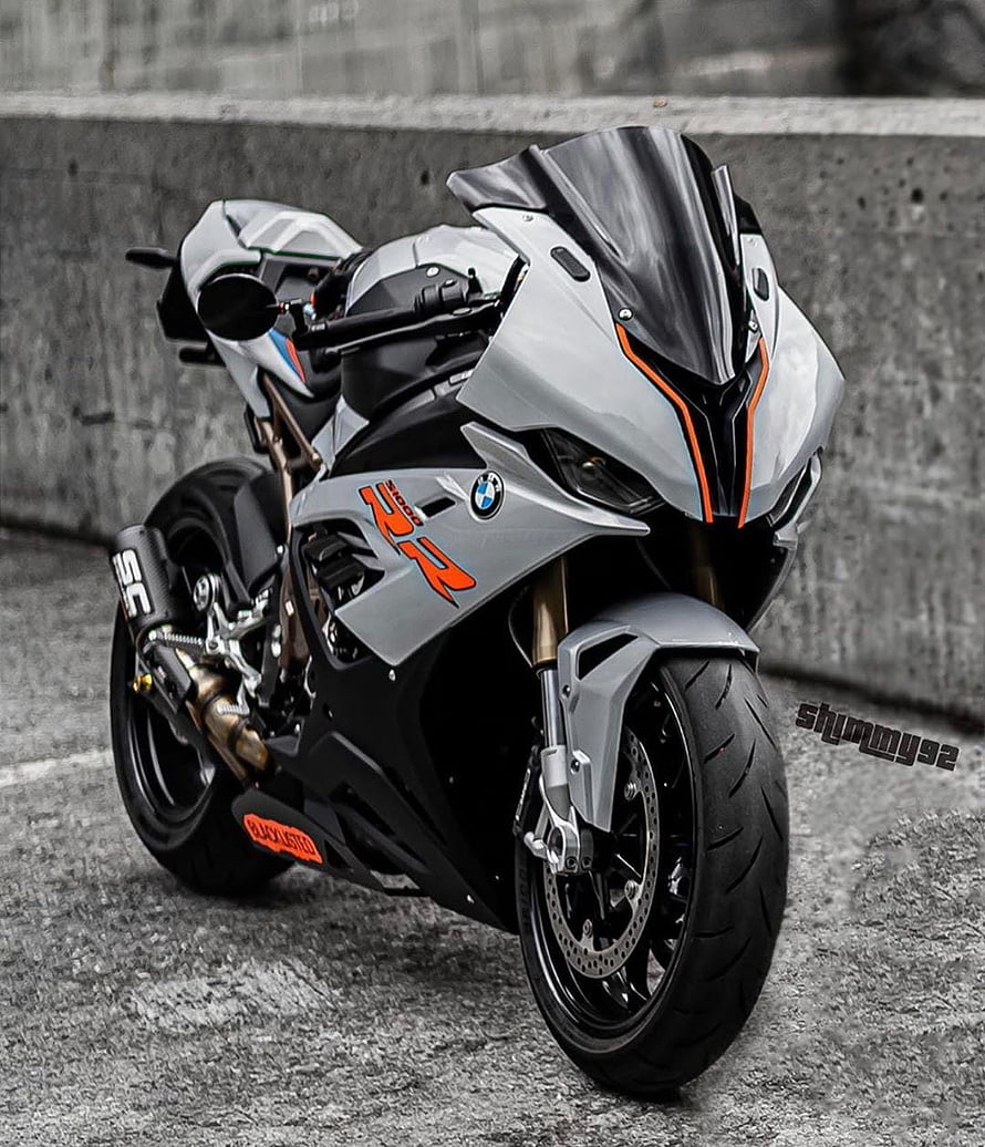 2020 BMW S1000RR Superbike in Silver and Black with Orange Accents HD phone wallpaper