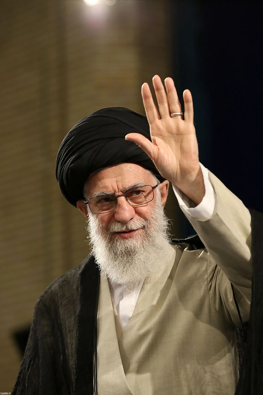Portrait of Ayatollah Ali Khamenei Waving with Black Turban and Glasses HD phone wallpaper