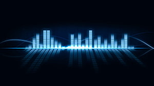 Glowing Blue Digital Audio Equalizer Bars on Dark Background HD wallpaper