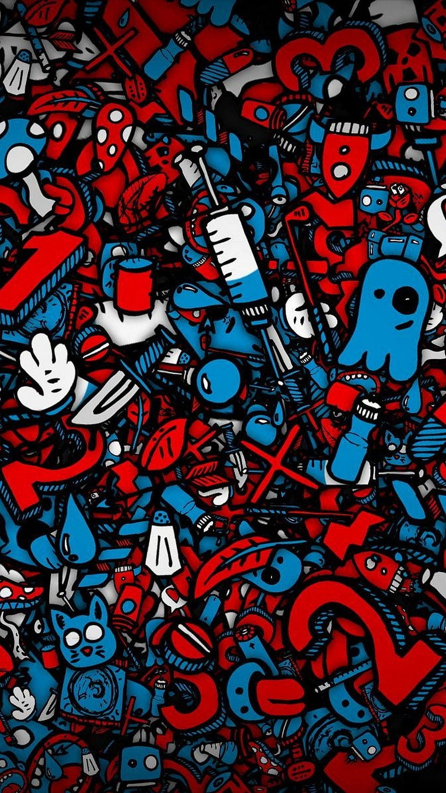 Abstract Red Blue Black Graffiti Art Wallpaper HD phone wallpaper