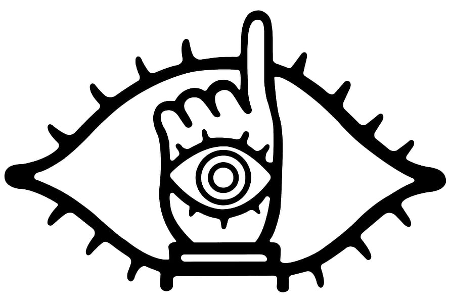 20th Century Boys Eye Symbol with Raised Finger and Spiked Outline HD wallpaper