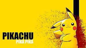 Pikachu Pika Pika Yellow Background Anime Character Illustration HD wallpaper
