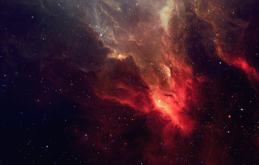 Stunning Red and Orange Nebula Space Wallpaper with Glowing Stars HD wallpaper