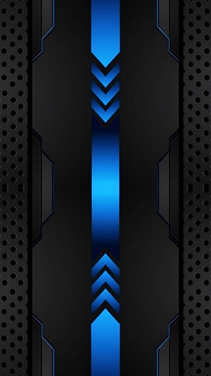 Futuristic Dark Blue Neon Arrow Pattern with Perforated Metal Texture HD phone wallpaper