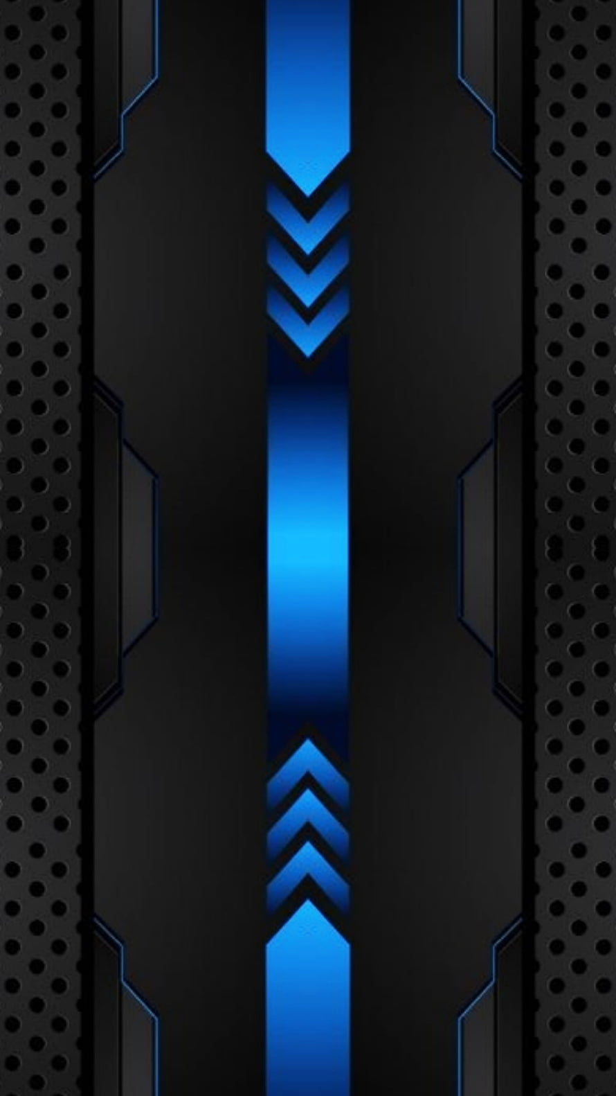 Futuristic Dark Blue Neon Arrow Pattern with Perforated Metal Texture HD phone wallpaper
