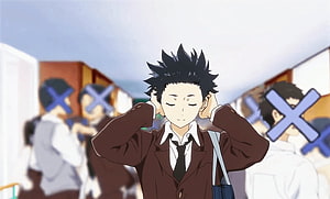 Shoya Ishida from A Silent Voice in School Uniform with Headphones HD wallpaper