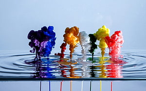 Colorful Ink Drops Exploding in Water Creating Vibrant Abstract Patterns HD wallpaper