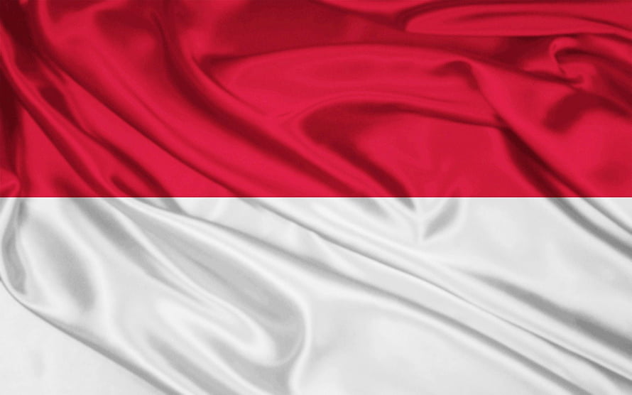 Indonesian National Flag Waving in Wind with Red and White Silk Texture HD wallpaper