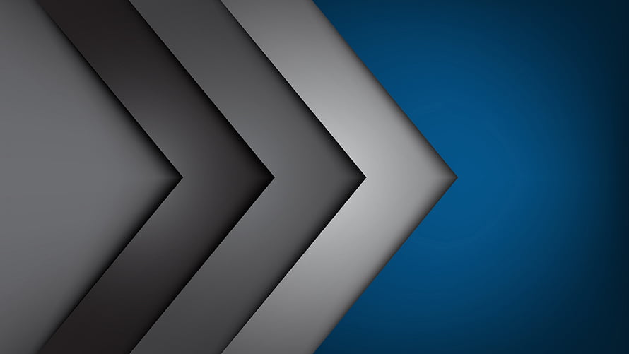 Sleek Geometric Arrow Design with Layered Grey and Blue Gradient Background HD wallpaper