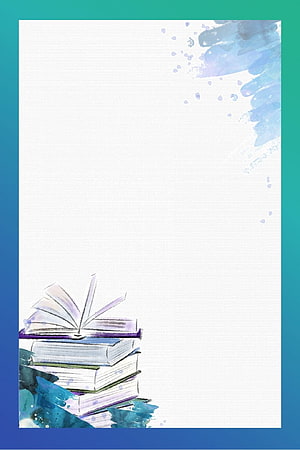 Watercolor Stack of Books with Open Pages and Blue Paint Splatters HD phone wallpaper