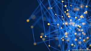 Abstract Digital Network Visualization with Glowing Nodes and Blue Connections HD wallpaper