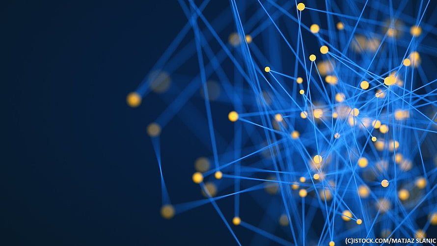 Abstract Digital Network Visualization with Glowing Nodes and Blue Connections HD wallpaper