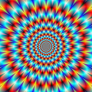 Vibrant Psychedelic Optical Illusion with Radiating Rainbow Spiral Pattern HD phone wallpaper