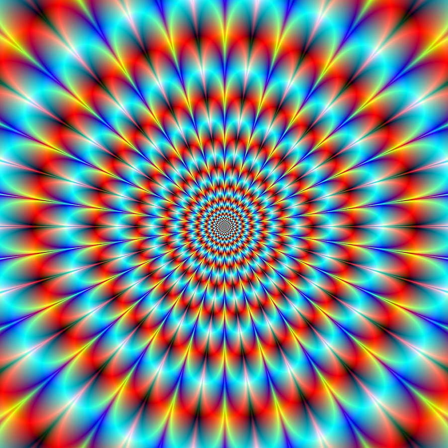 Vibrant Psychedelic Optical Illusion with Radiating Rainbow Spiral Pattern HD phone wallpaper